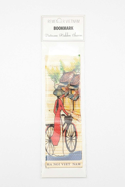 ベトナム風景しおり（自転車とアオザイの女性）